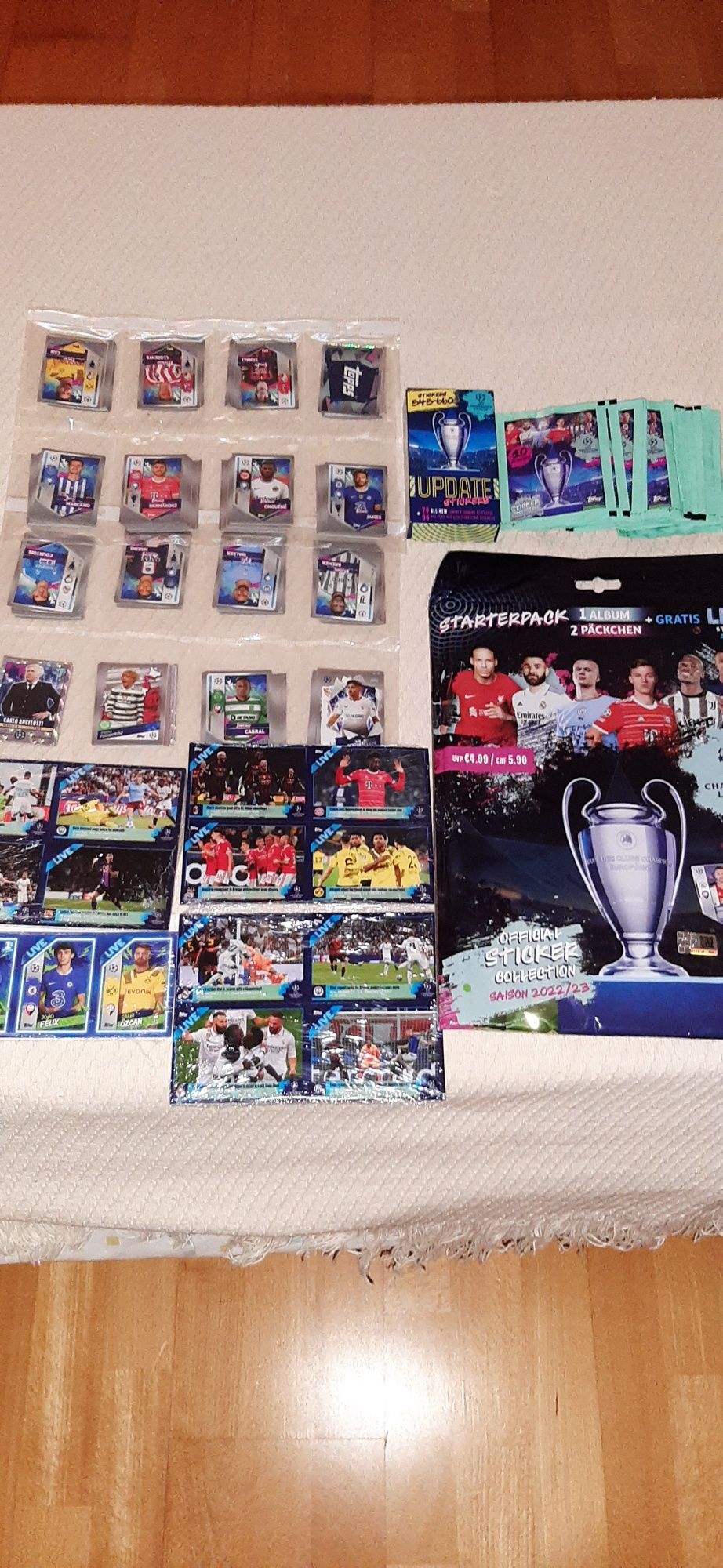 Champions league 2022/23 por colar/4 packs live/10 saqueta/2 caderneta