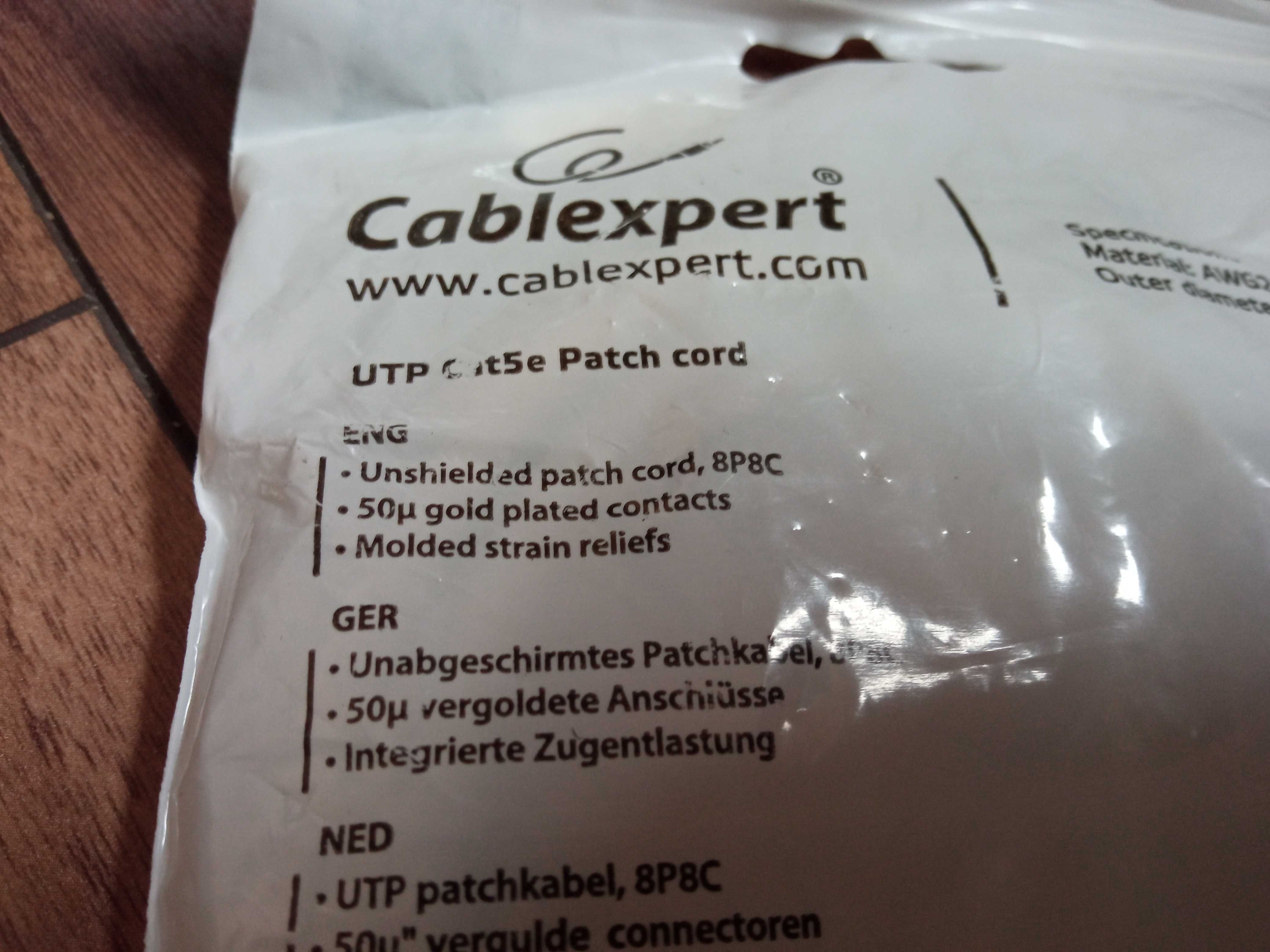 Nowy kabel Lan Patch Cord Cablexpert 1 m szary 5E UTP