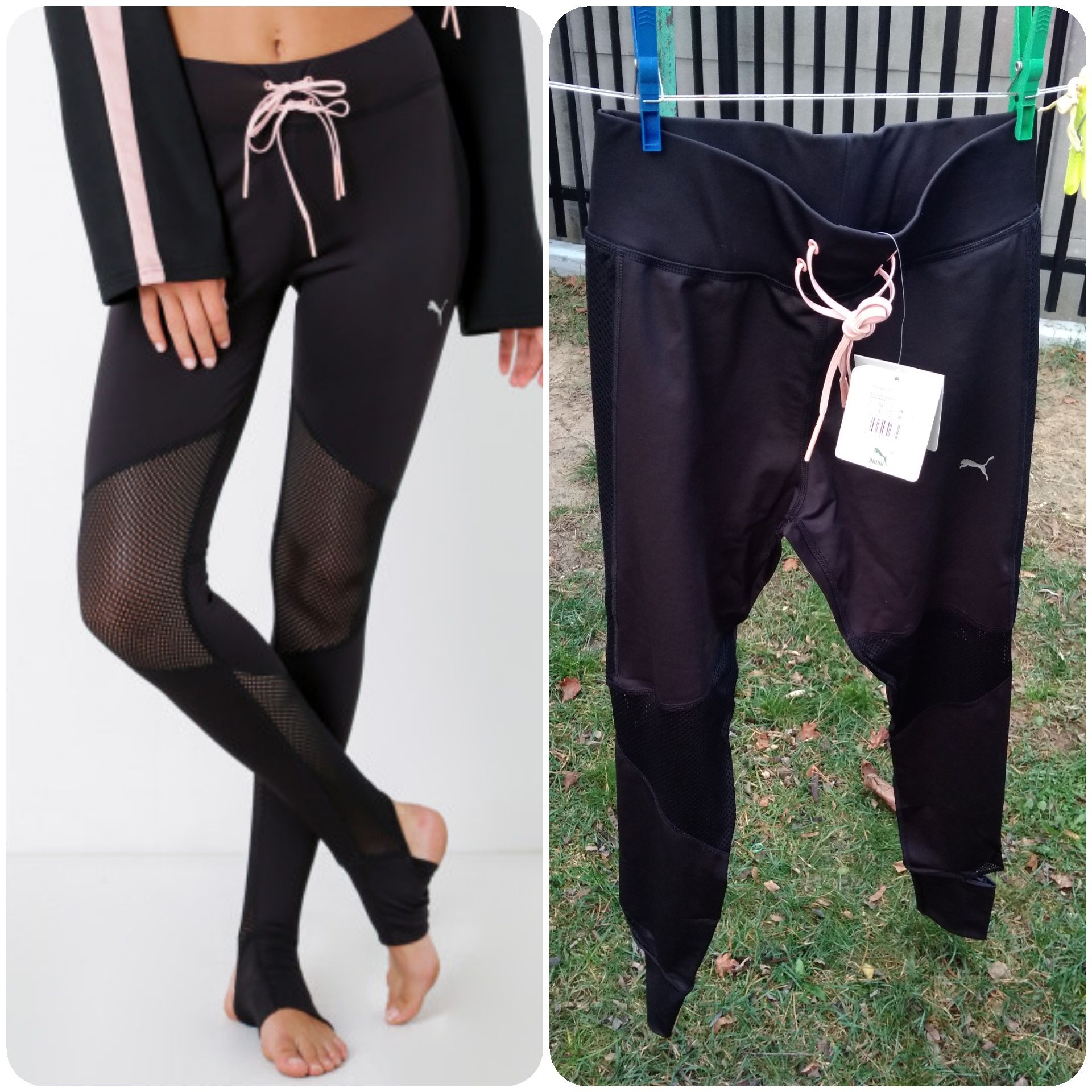 Puma legginsy S getry wysoki stan mesh siateczka wiązane