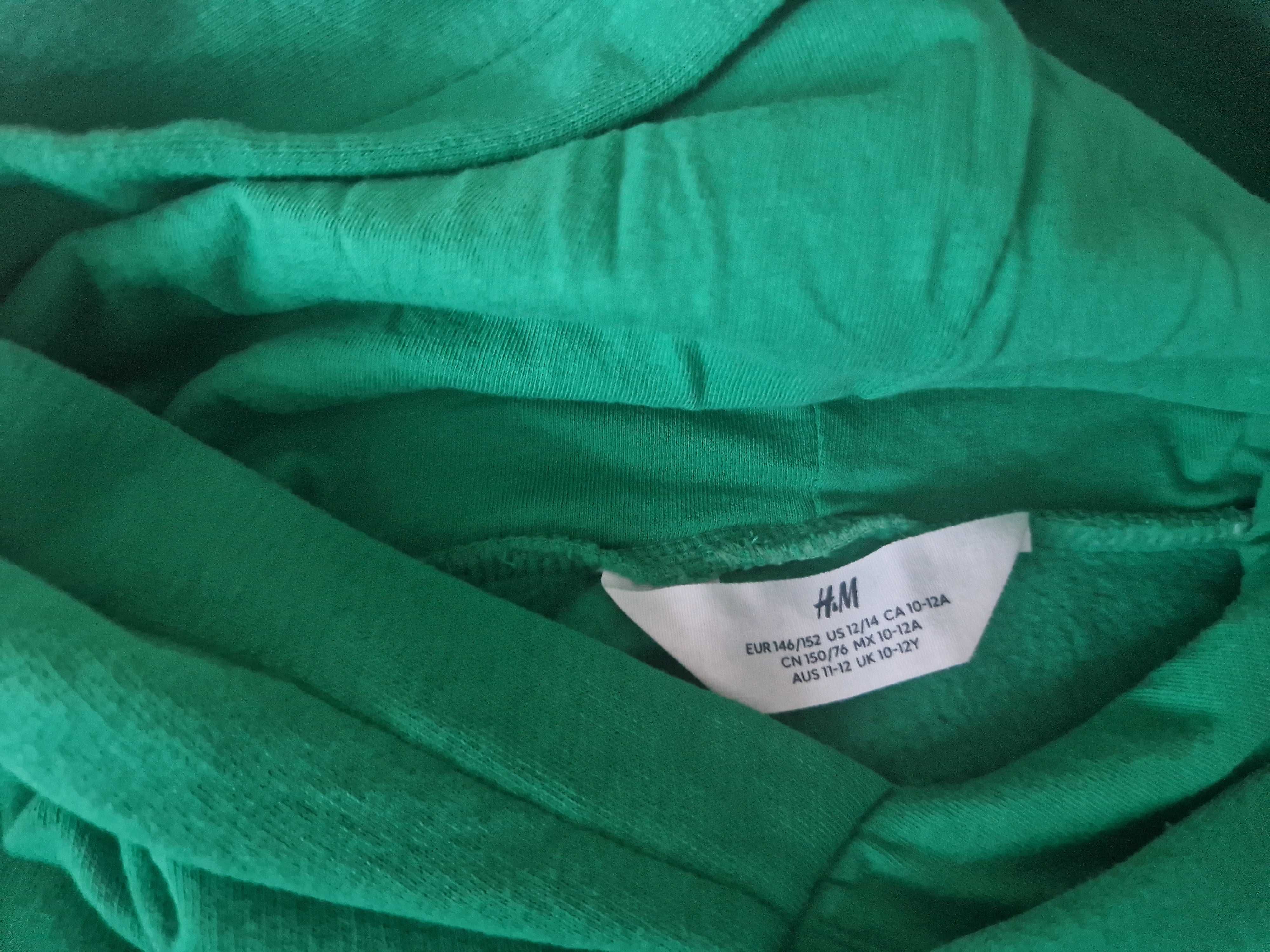 H&M chłopięca bluza kangurka z kapturem  zielona r.146-152cm j.nowa