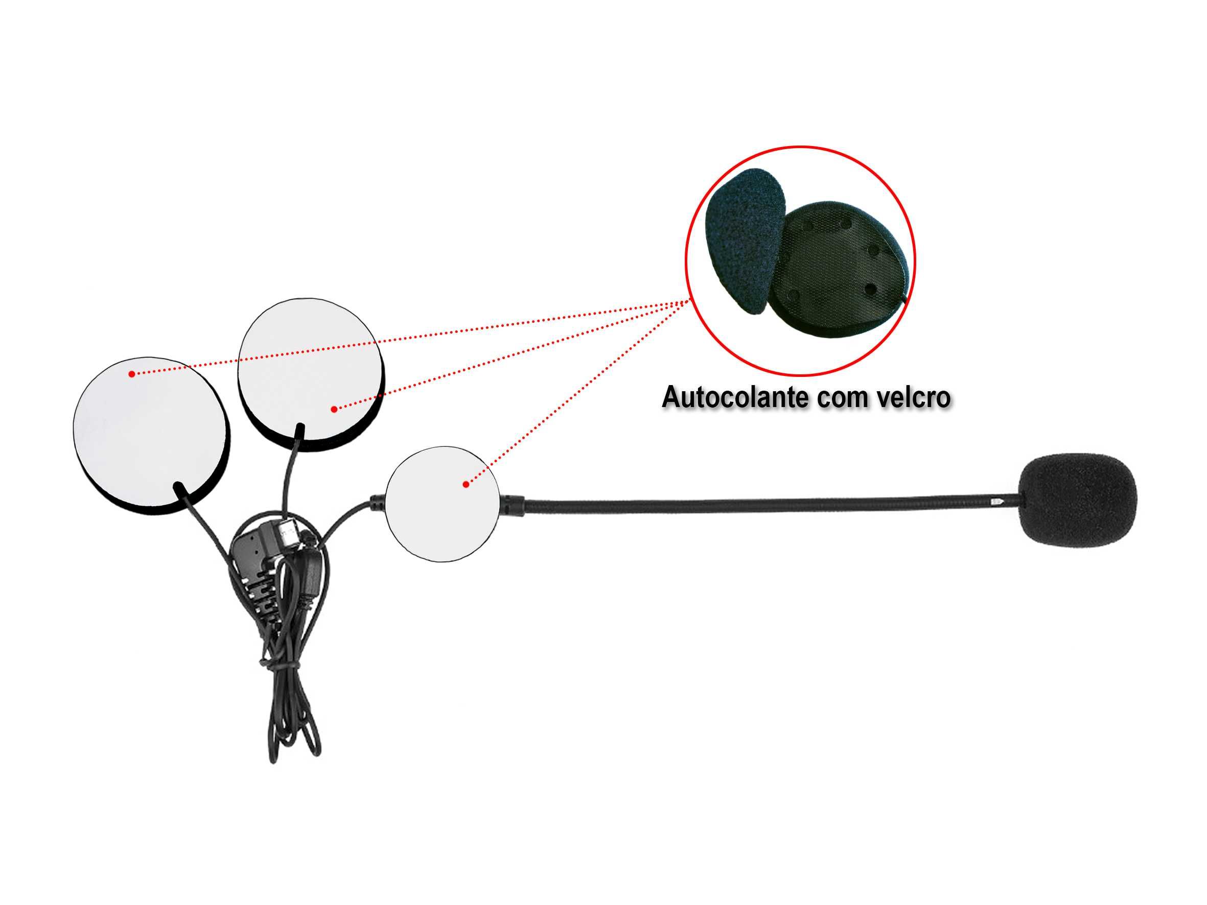 Microfone e auscultadores p/Intercomunicador BT-S1/BT-S2/BT-S3 (USB-C)