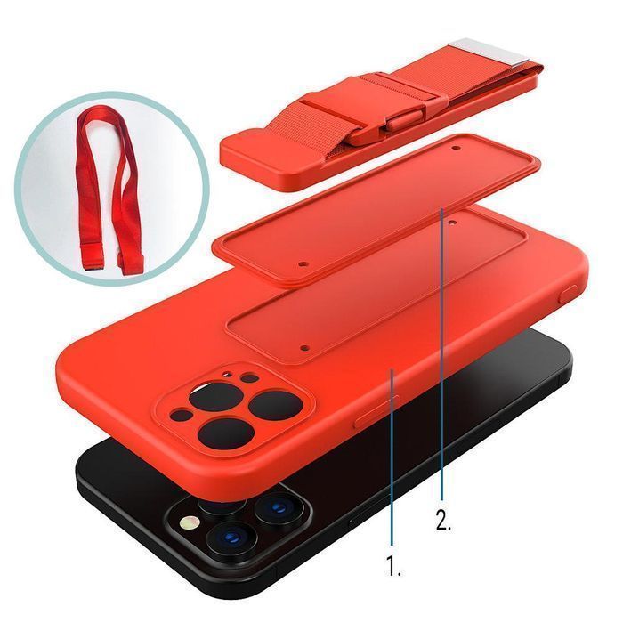 Etui na Tył iPhone 11 Pro Max - Różowy Rope Case z Smyczą