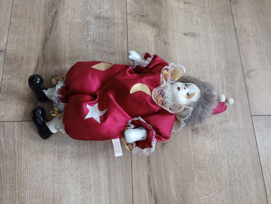 Kolorowy klaun pajac porcelana materiał