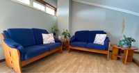 Conjunto dois sofás e mesas de apoio em madeira Cerne