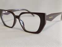 PRADA nowe brązowe okulary zerówki oprawki zlote logo filtr uv 400