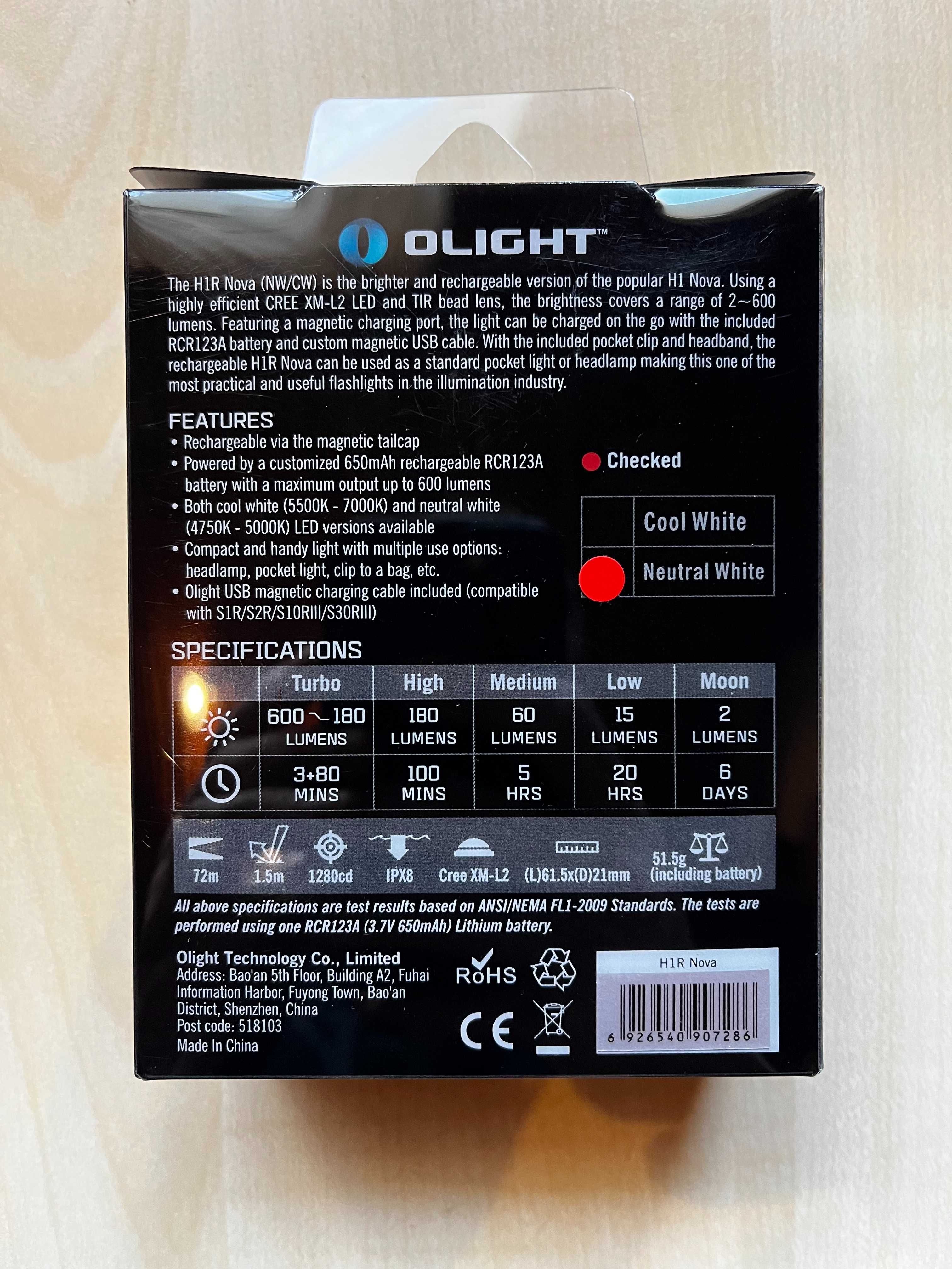 Latarka Olight H1R Nova Neutral White