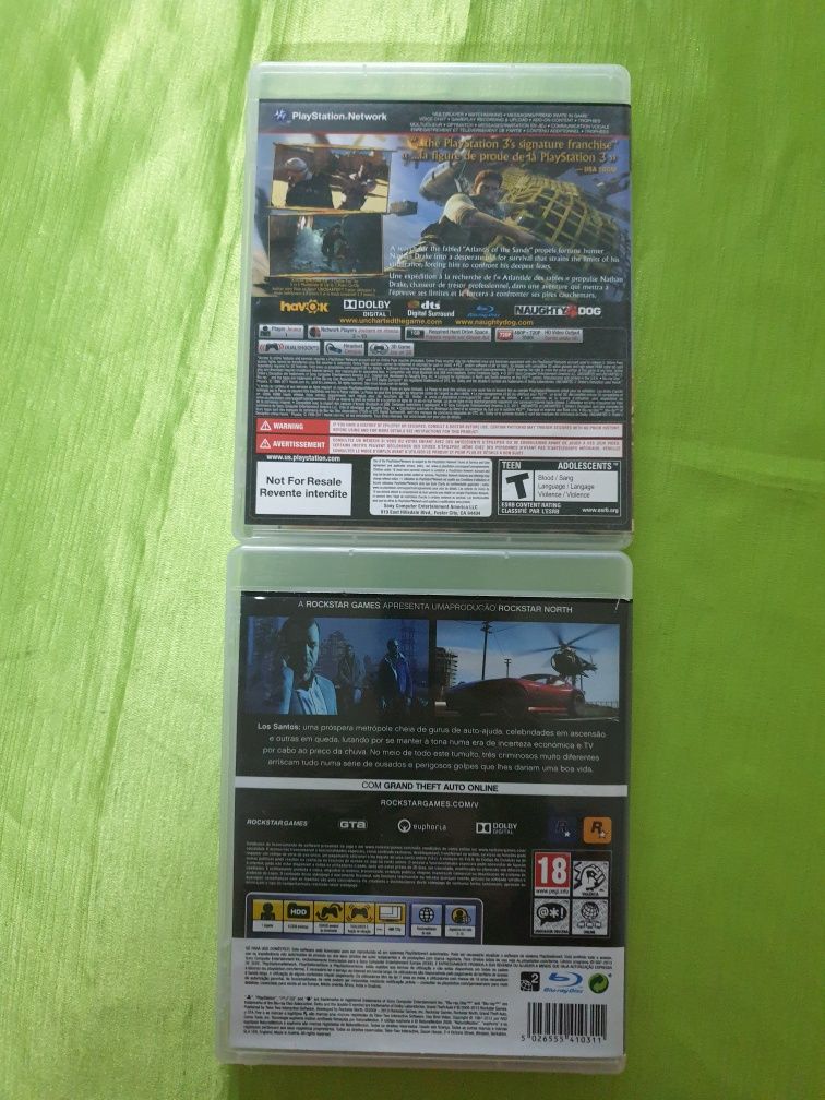 Jogo ps3  - Uncharted 3. Gta 5.
