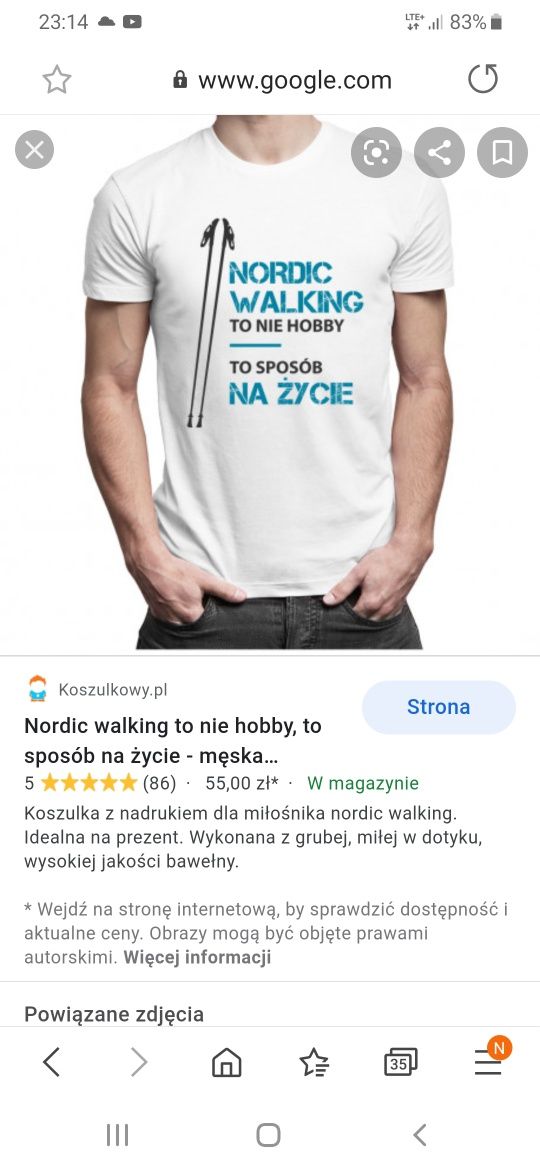 Nordic Walking nowa koszulka techniczna męska sport, fitness r XL