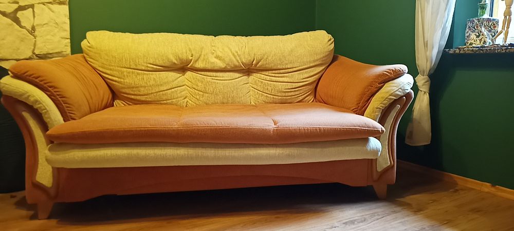 Sofa rozkładana z funkcją spania i dwa fotele