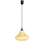 Szklana opalizująca lampa wisząca, Narva Leuchen, Niemcy, lata 70.