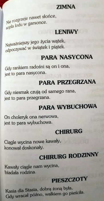 Fraszki i wiersze satyryczne.