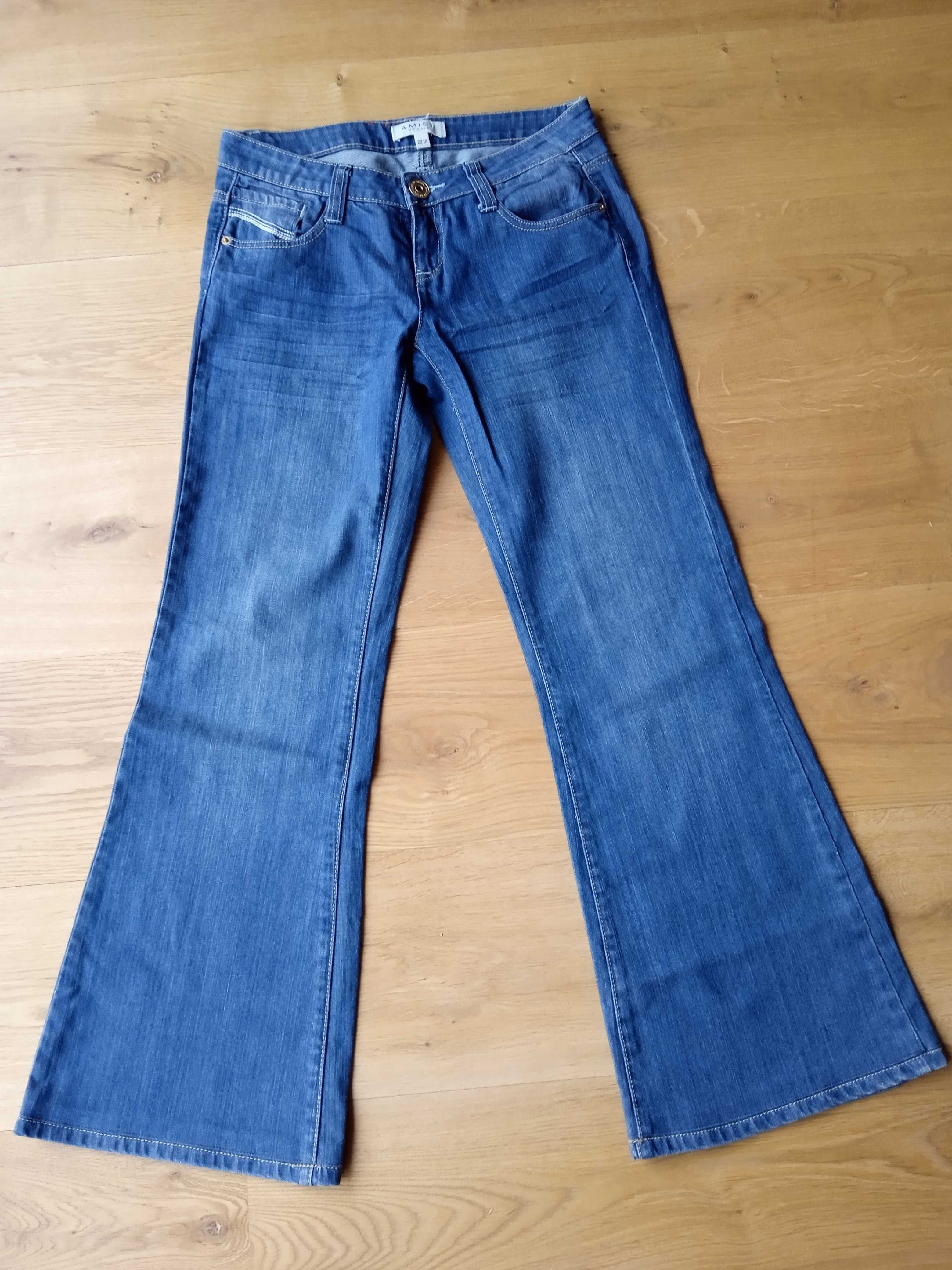 Spodnie BOOTCUT jeans rozszerzane nogawki niski stan, dzwony