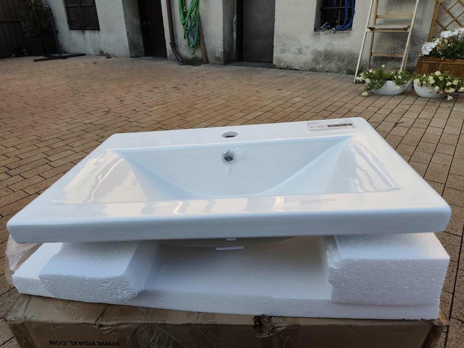 Umywalka wpuszczana, 61 x 39,5 x 18,5 cm, ceramiczna, biała