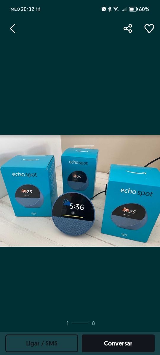 Echo Spot Alexa 2024 Nova geração com visor tátil