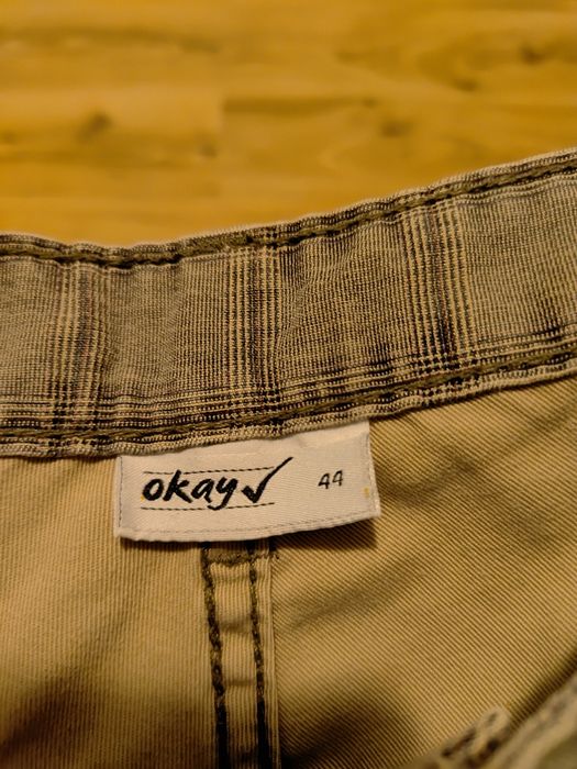 Damskie wiosennn spodnie 3/4 bawełniane w kratkę plus size Okay 44 wio