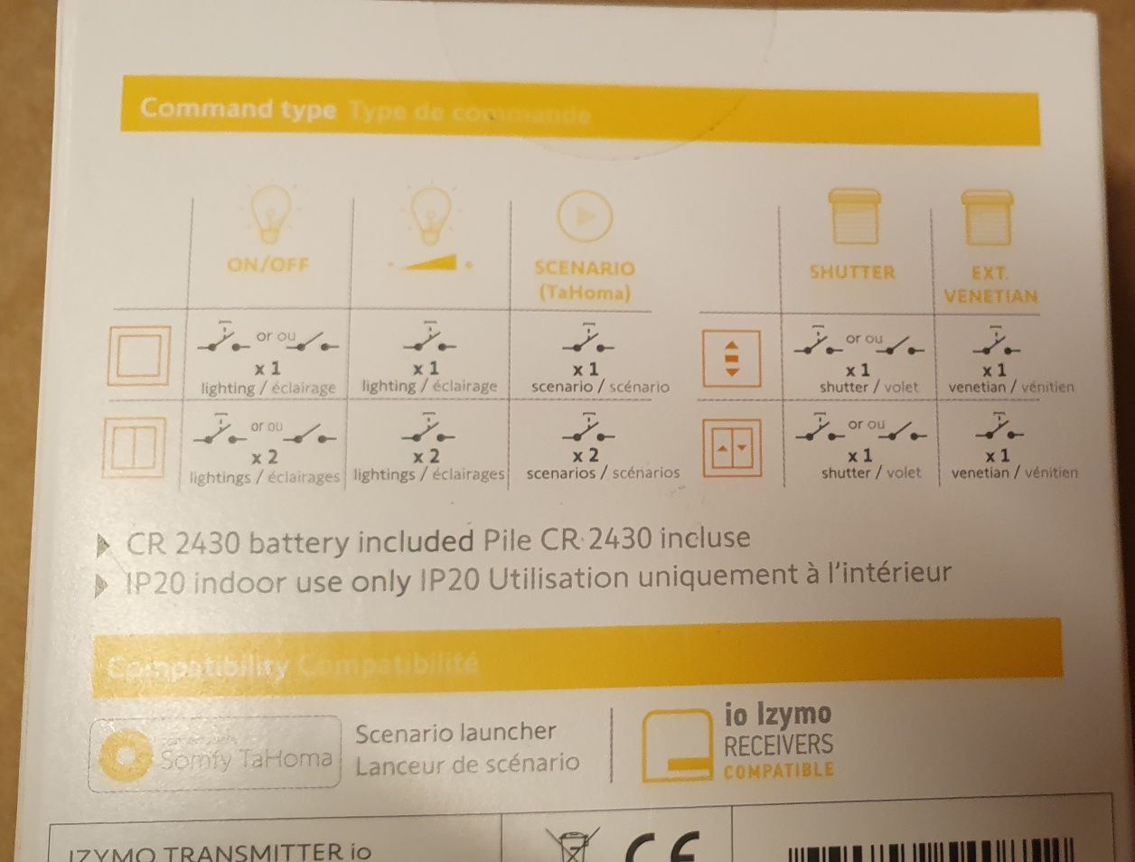 Somfy nadajnik IZYMO io transmiter rolety światło