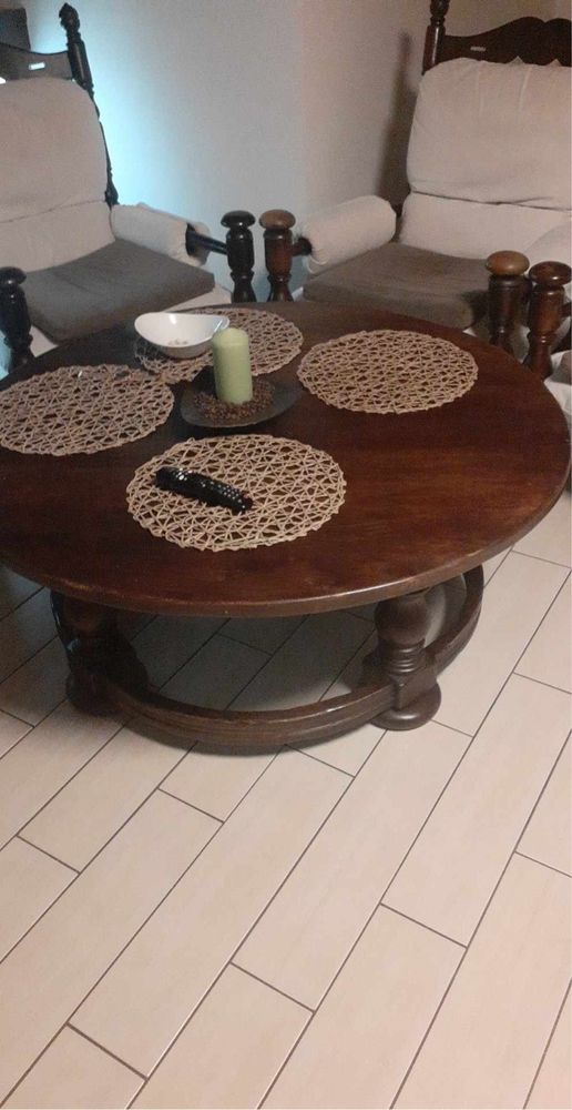 Wypoczek ława + fotele stół do salonu drewniane