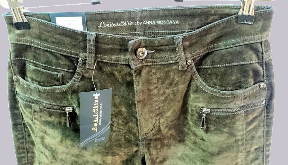 Jeans - imitacja zamszu w kolorze khaki r.38 ANNA MONTANA