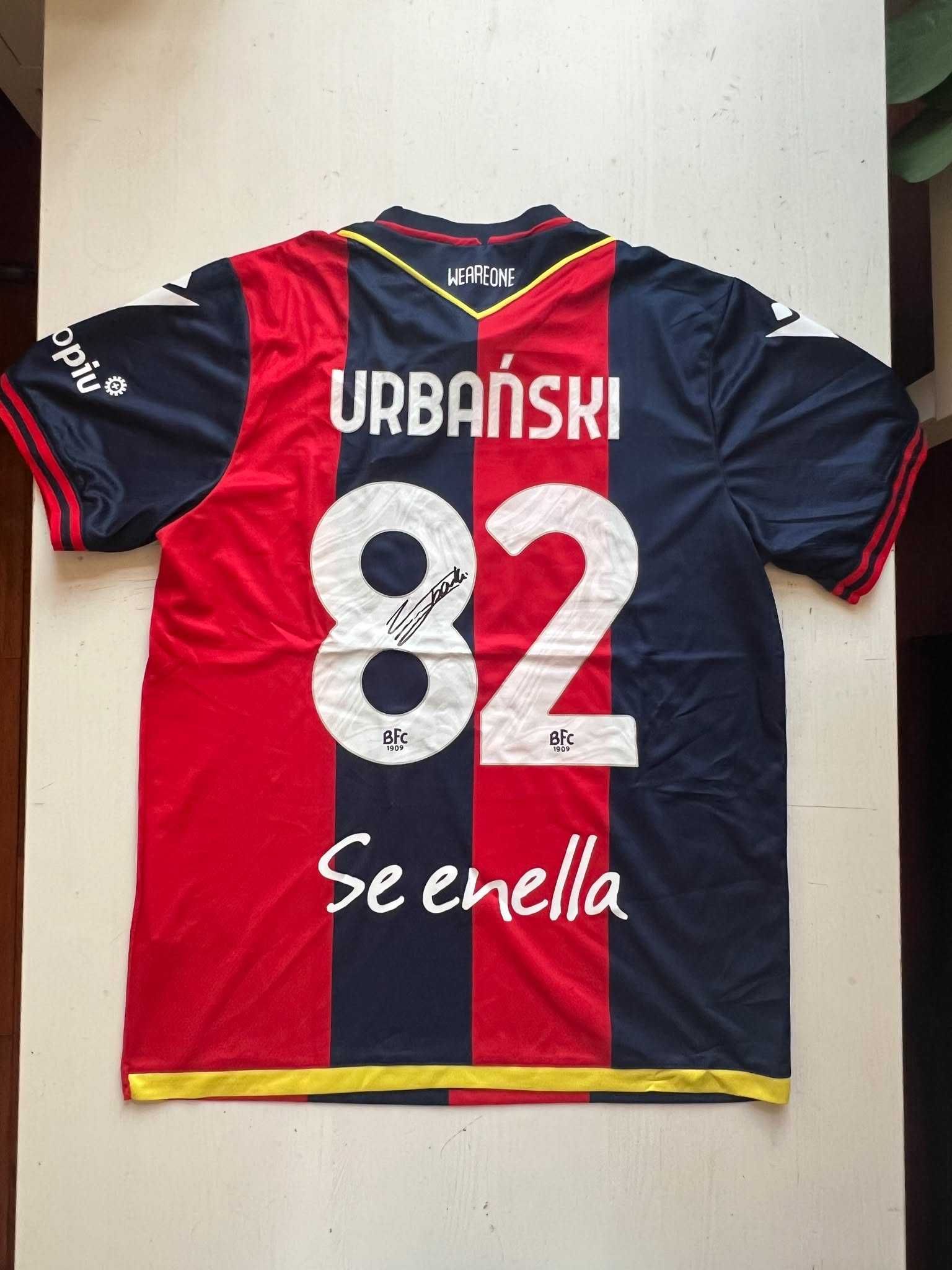 Kacper Urbański FC Bologna koszulka z autografem + certyfikat autenty.