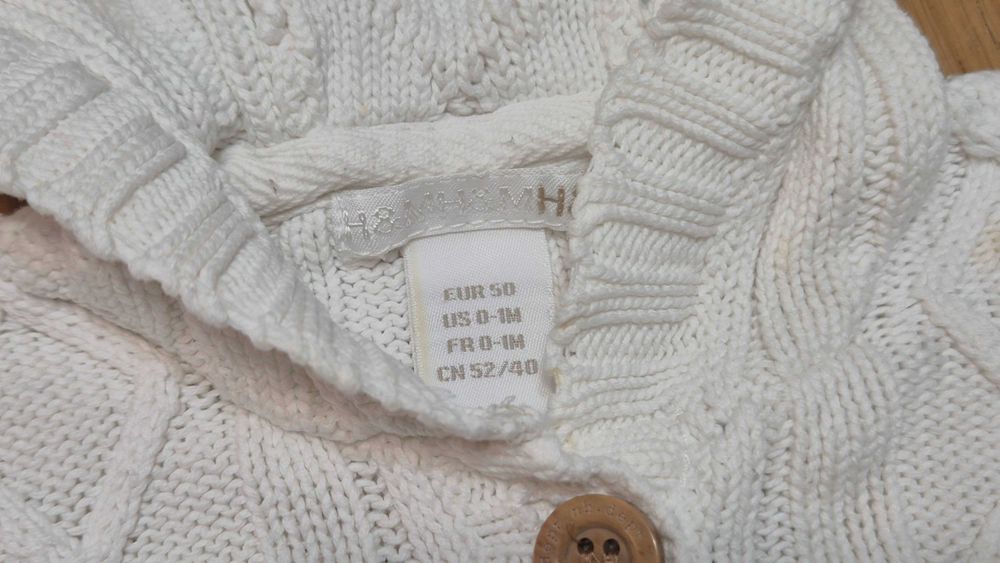 022 U rampers nr 2 komplet 2 szt pleciony kremowy tygrysek h&m 50-56