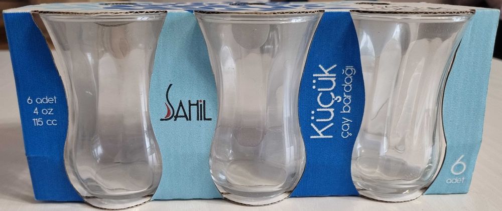 Tureckie szklanki do herbaty – 6 szt. – nowe, oryginalne (Sahil Küçük)