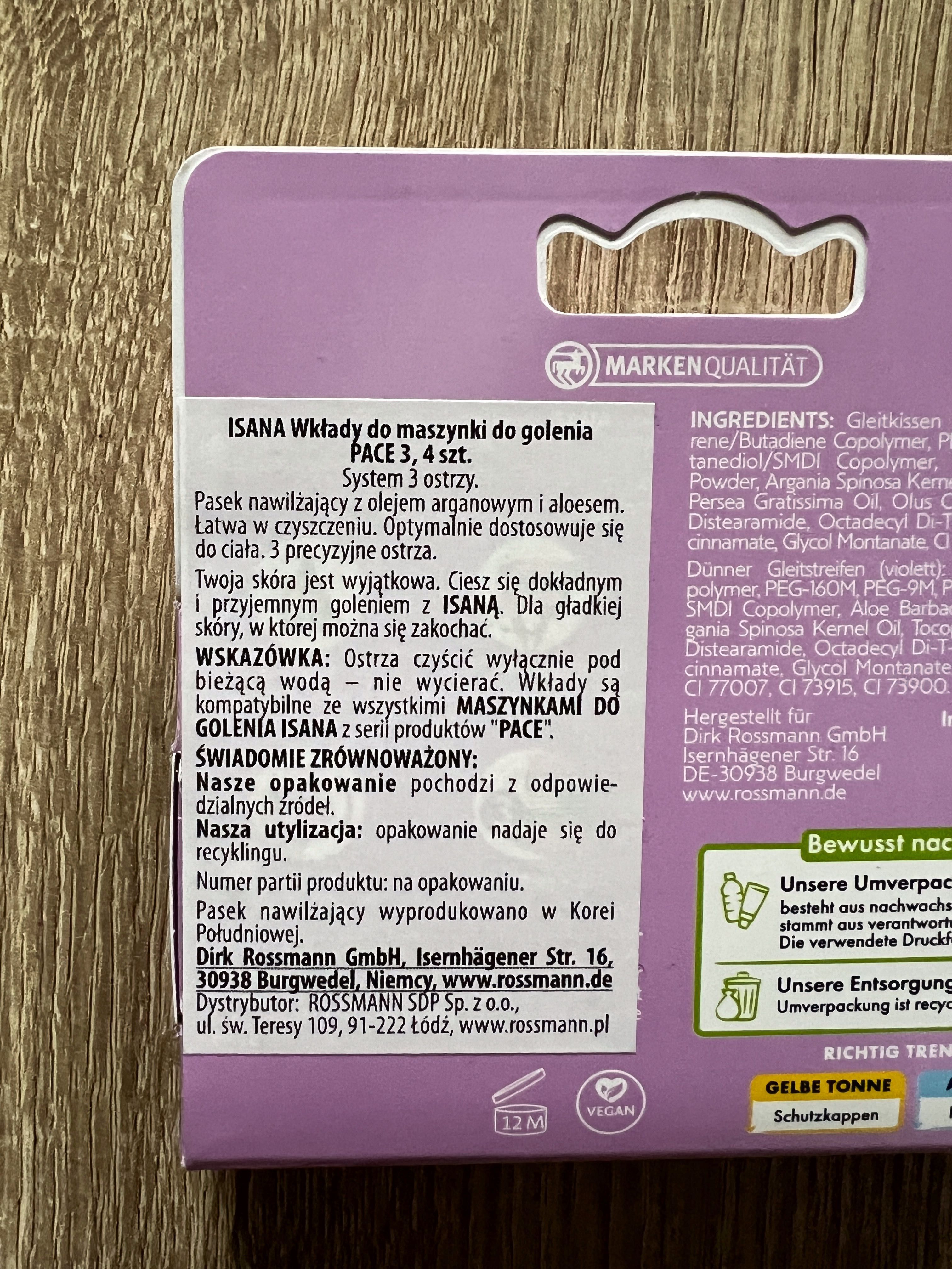 Zestaw ISANA Maszynka do golenia Pace 3 + wkłady + żel do golenia