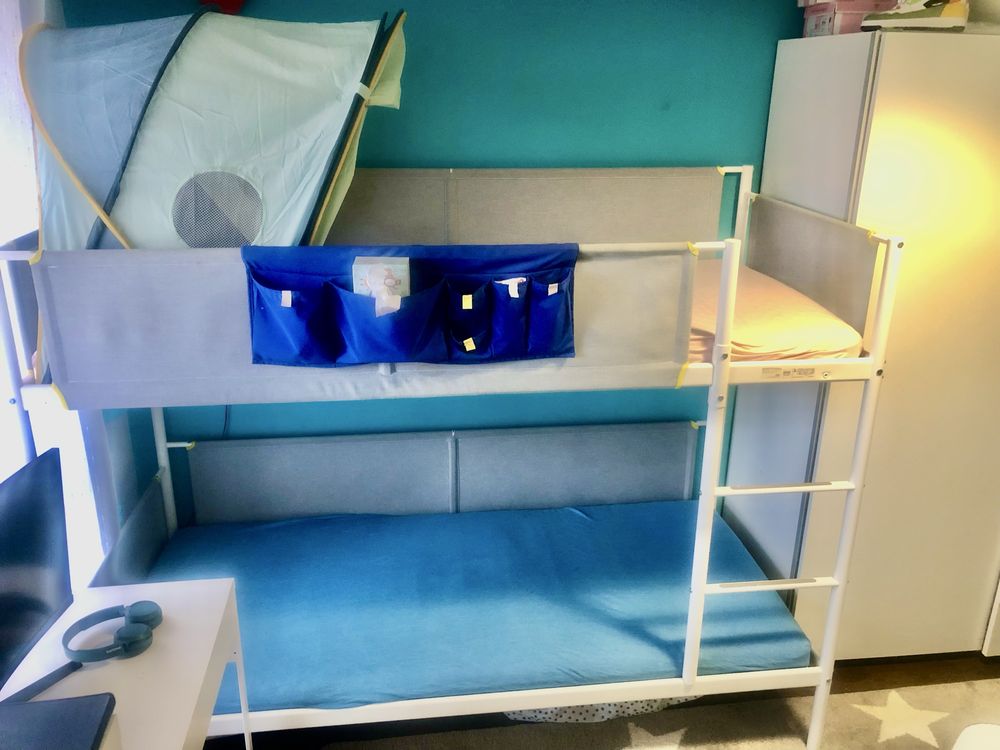 Łóżko piętrowe Ikea Vitval 90x200 stalowe okazja dwupiętrowe