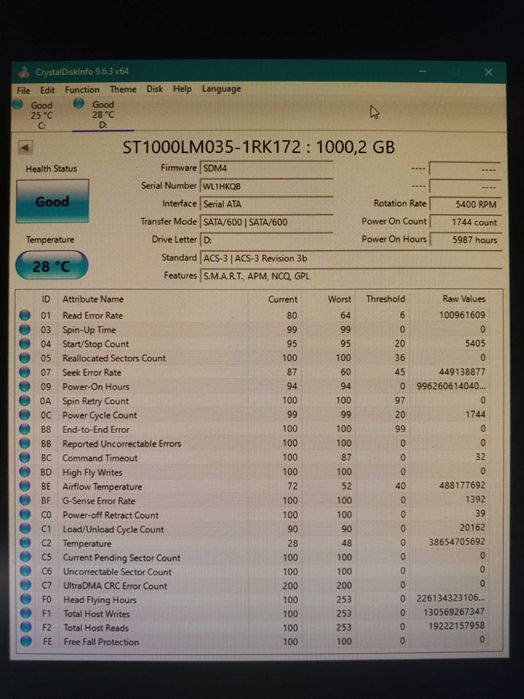 Жорсткий диск HDD 1TB (1000GB) 2,5" ST1000LM035 Seagate 5400rpm 128MB