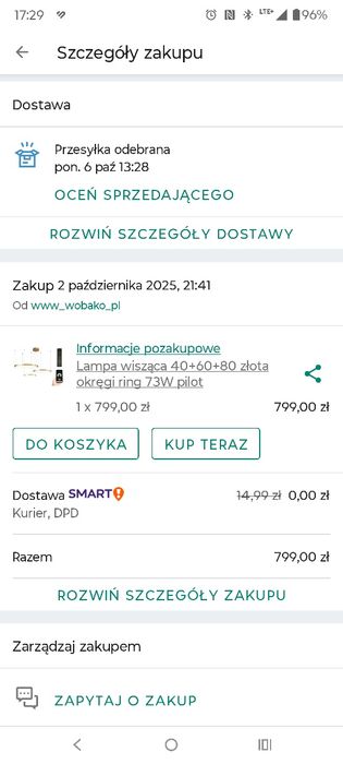 Lampa wisząca złote ringi