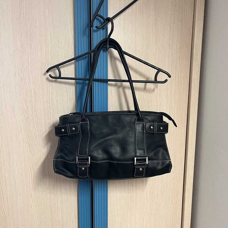Vintage Torebka Skórzana Z Paskami Y2K Leather Bag Retro 90s