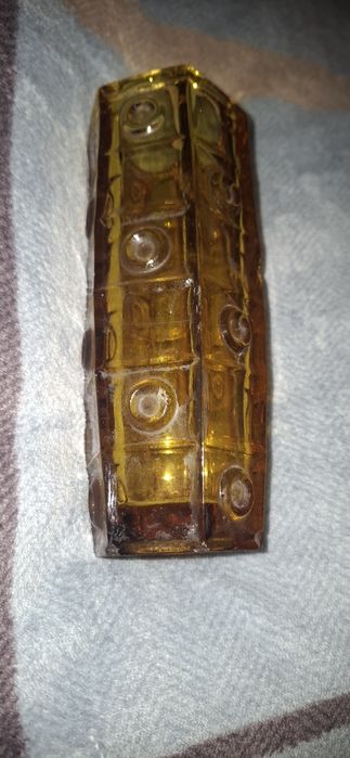 Unikatowy, miodowy piekny wazon heksagonalny Ząbkowice  PRL