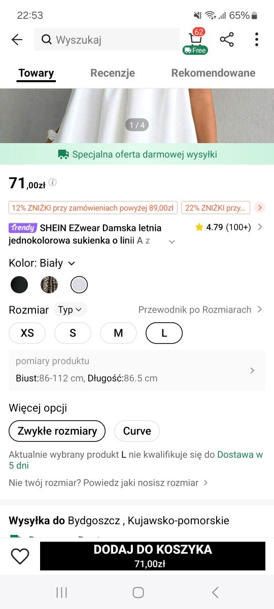 Biała sukienka shein