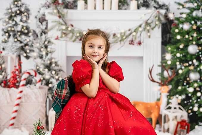 Tło świąteczne Kate – biały kominek, 2,2 × 1,5 m