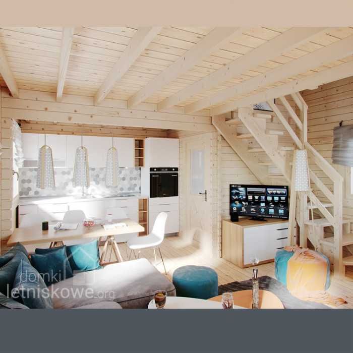 Drewniany domek letniskowy Jan II 55 + 10 m2 - ROD, ośrodek, działka