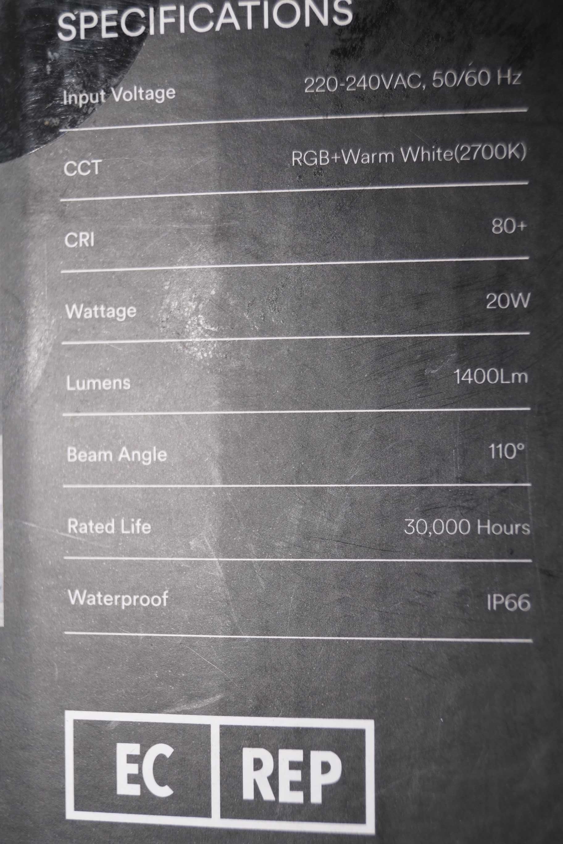 Lumary Reflektor Led zewnętrzny 20W Smart WiFi RGBW IP66 1400lm
