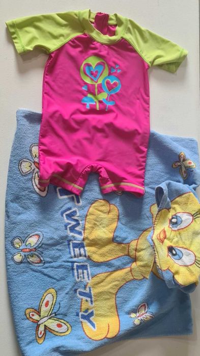 Ideen strój kąpielowy jednoczęściowy kombinezon ochrona UV + ręcznik