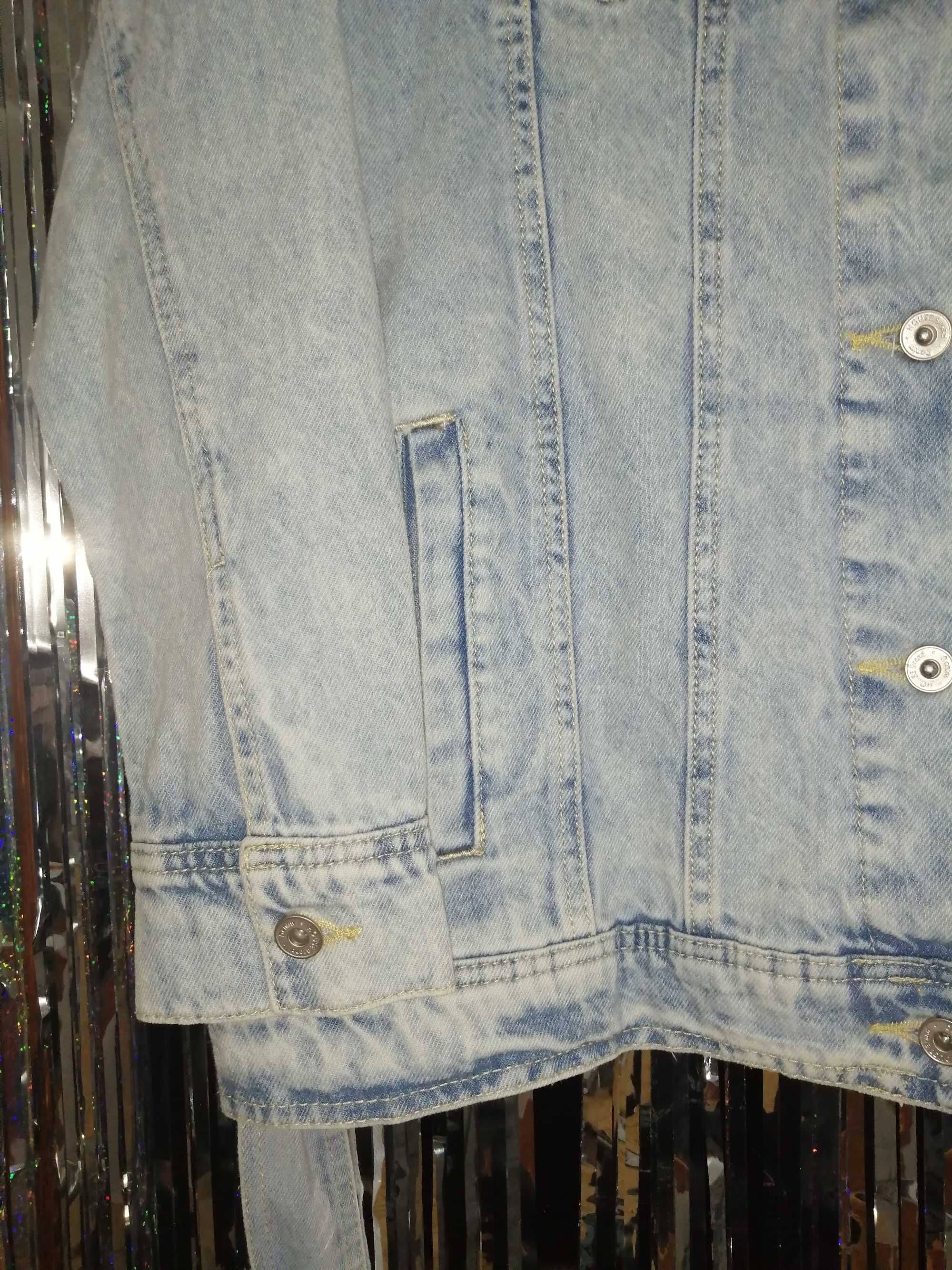 Nowa jeansowa kurtka koszulowa katana wiązana z paskiem House vintage