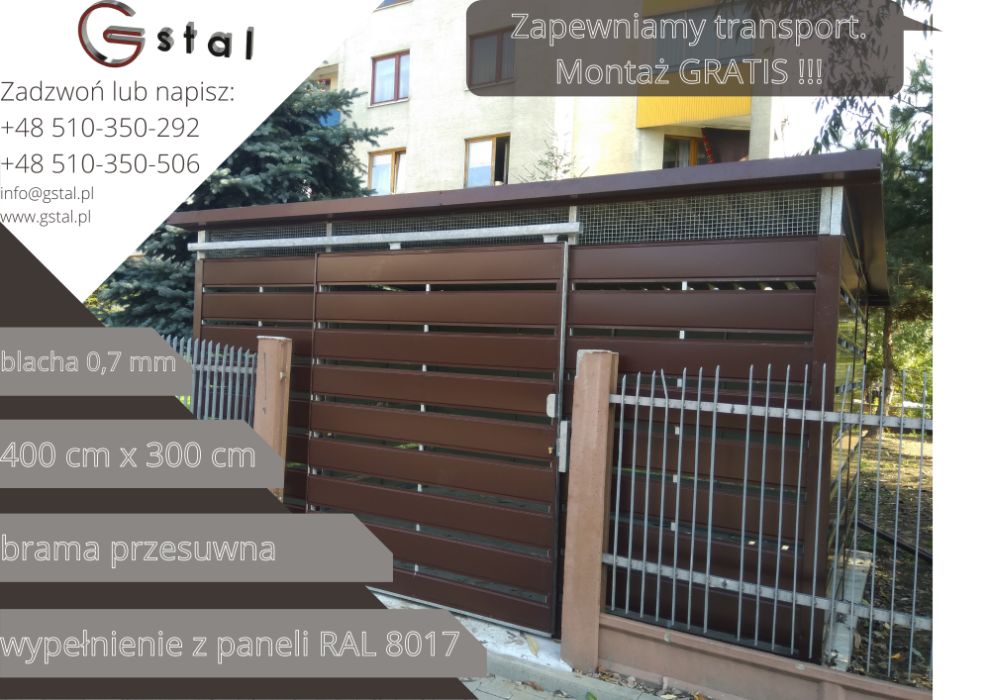 Wiata śmietnikowa panelowa śmietnik osłona 400x300 PRODUCENT