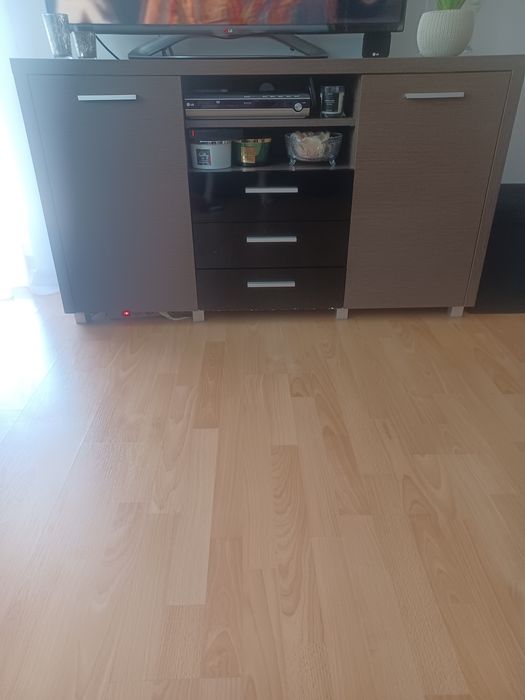Komoda ciemny brąz z czarnym