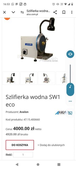 Szlifierka wodna SW1 EKO firmy Avalon