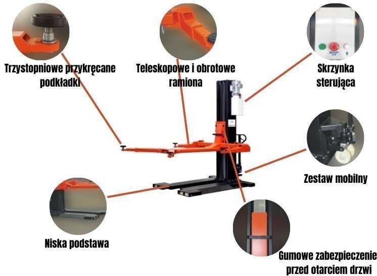 Podnośnik jednokolumnowy 2,8T automat mobilny samochodowy