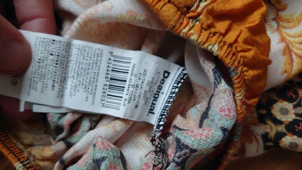 Desigual bluzka damska M kolorowa letnia nietoperz wzorzysta wiskoza