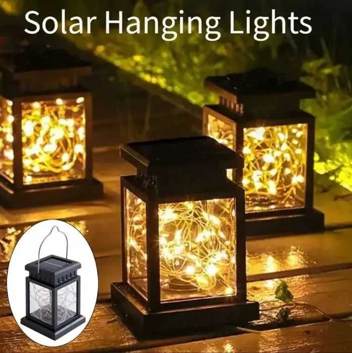 LAMPA SOLARNA 30 LED lampion lampka ogrodowa wisząca ciepły biały h216