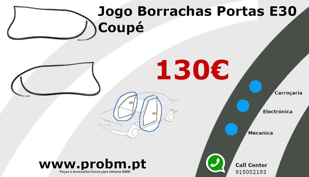 Jogo Borrachas Porta BMW E30 Coupé