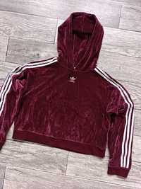 Bluza damska Adidas cropped hoodie welurowa