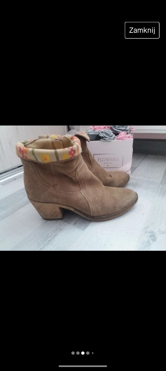 River Island jesienne botki kozaczki damskie brąz camel R 39