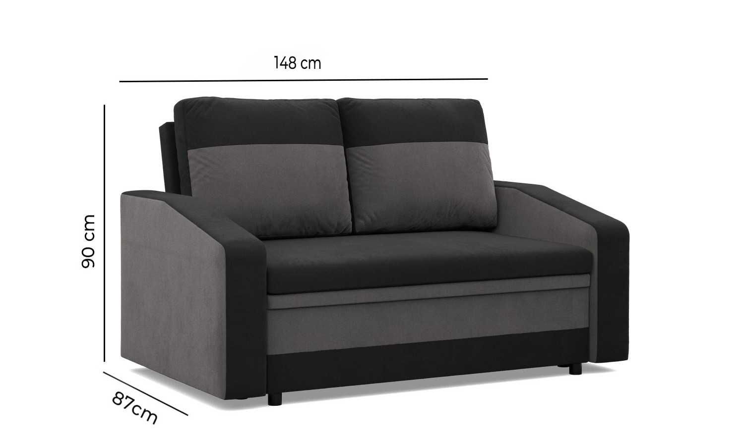 Sofa 2-osobowa z Funkcją Spania Pojemnik na pościel Orion TRANSPORT