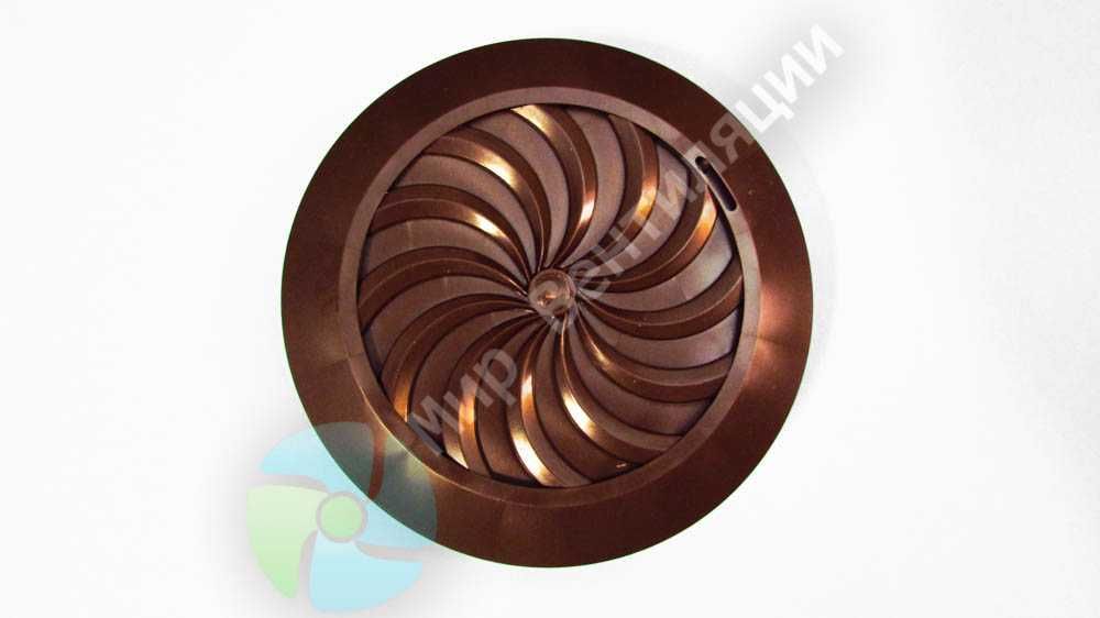 Решітка кругла СФ 100/150 коричнева з жалюзі із міцного пластику