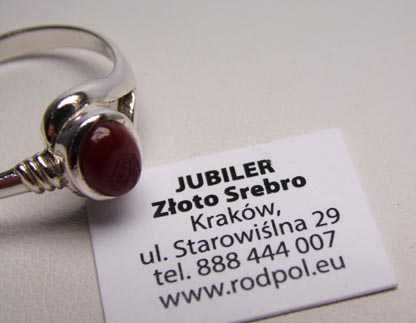 Srebrny pierścionek z karneolem  R.21.