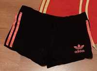 Szorty Adidas czarne, r. 34 paski róż